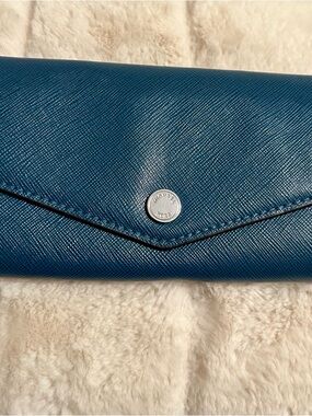 Coach Teal Envelope Wallet with Silver Snap